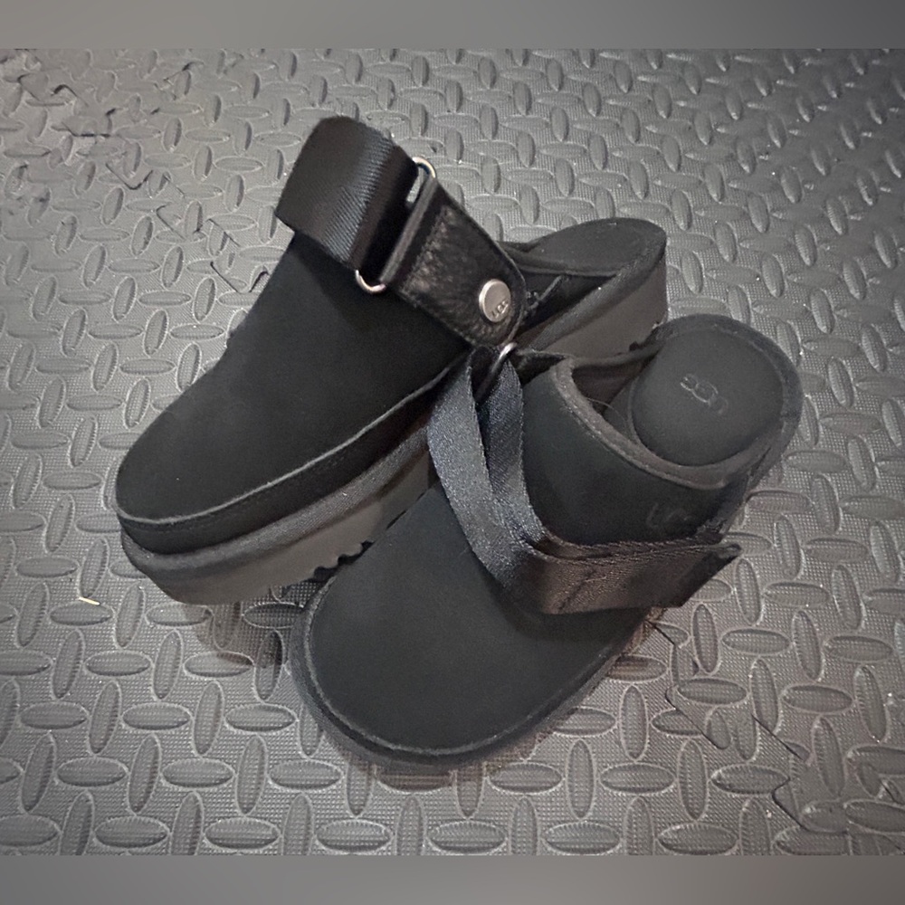 UGGS WOMENS Black Platform Sandals with Strap